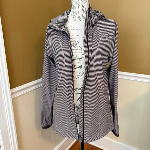 Lululemon Athletica Go the Distance JacketMini Pop Stripe Mink Berry Black - Picture 4 of 14